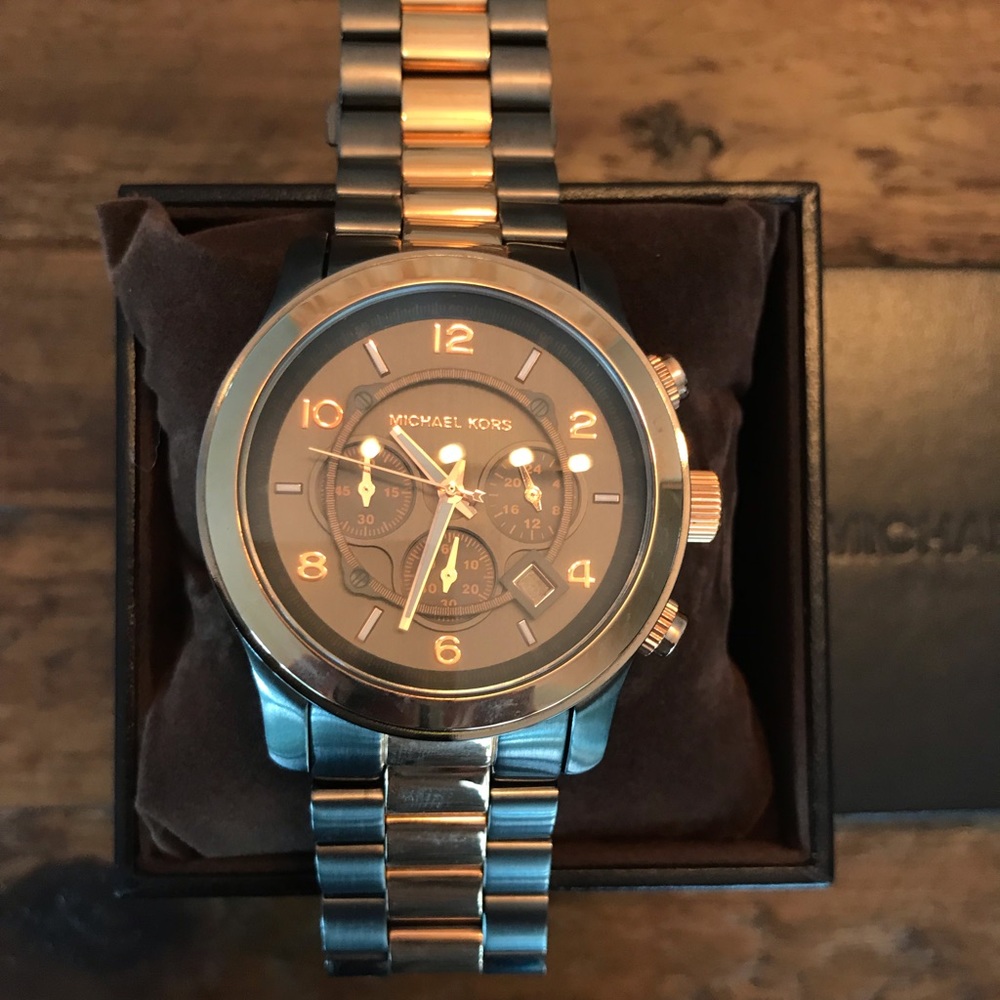 Michael Kors two-tone Gunmetal & Gold watch. Kors